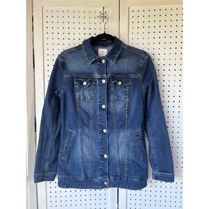 Lularoe Denim Jean Jacket Button Front Dark Wash Blue Women's Small